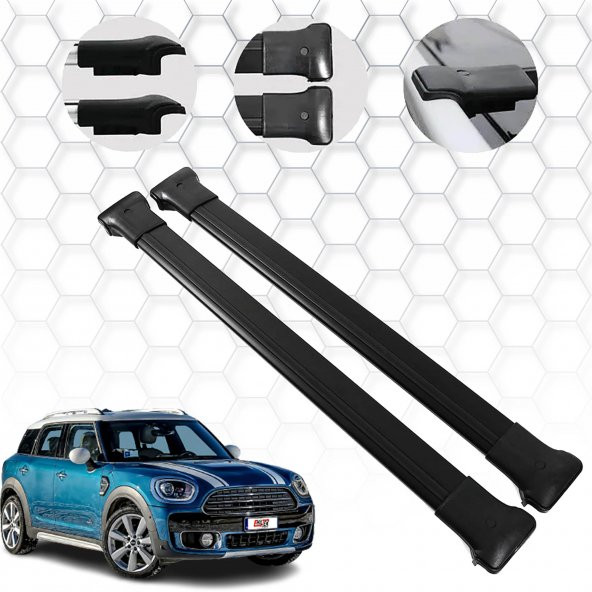 Mini Countryman (2017+) - Ara Atkı - Elegance V1 - (2 Parça Aluminyum) - (HB 5K-Siyah)