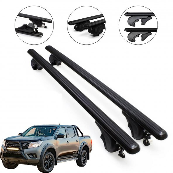 Nissan Navara (2015+) - Ara Atkı - Bold Bar V1 - (2 Parça Aluminyum) - (Pickup-110-132 cm-Siyah)