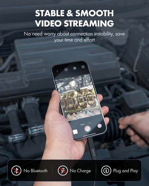 Anykit Endoskop Kamera, 2'si 1 arada USB Muayene Kamerası - 3m Kablo - 2