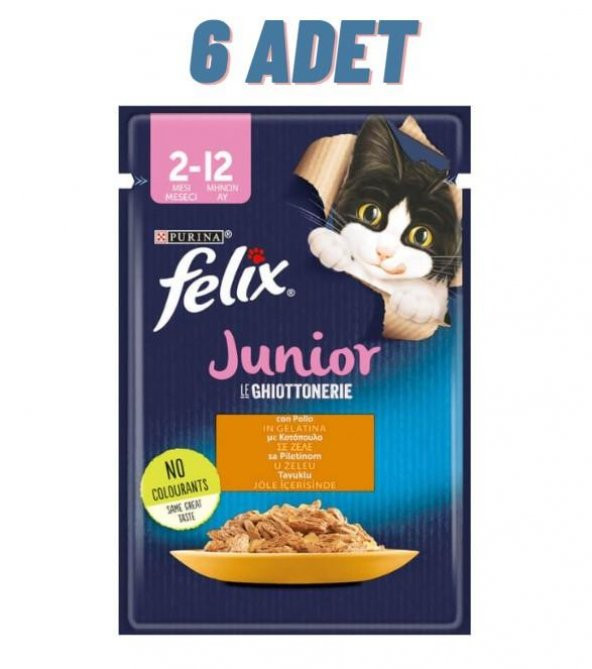 Felix Tavuklu Junior Yavru Kedi Konservesi Pouch 6x85 Gr