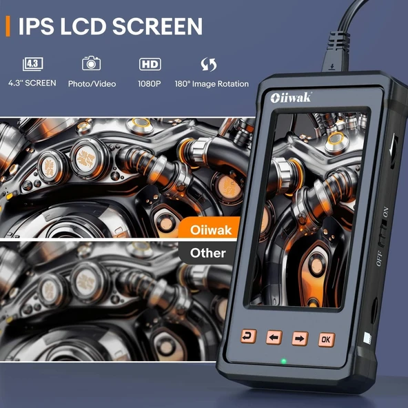 Oiiwak HD Dijital Endüstriyel Endoskop Kamera 5.5mm - 3.5m Kablo - 3