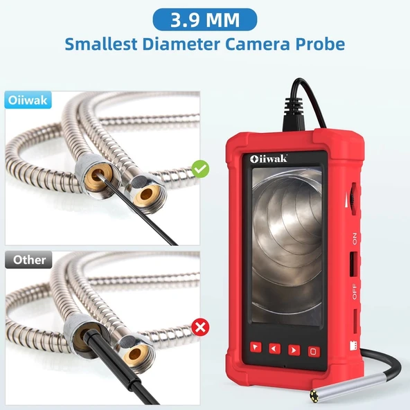 Oiiwak 3.9mm Endüstriyel Endoskop Kamera, 1080P HD - 1.5m Kablo - 2