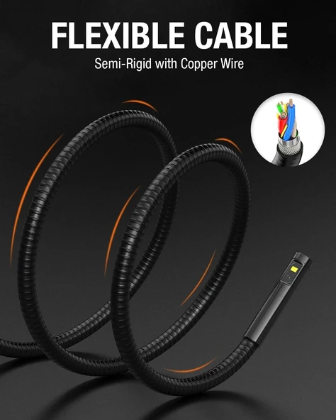 Teslong Çift Lensli Endoskop Muayene Kamerası - 5 Inc Ips Ekran - 5M Kablo - 4