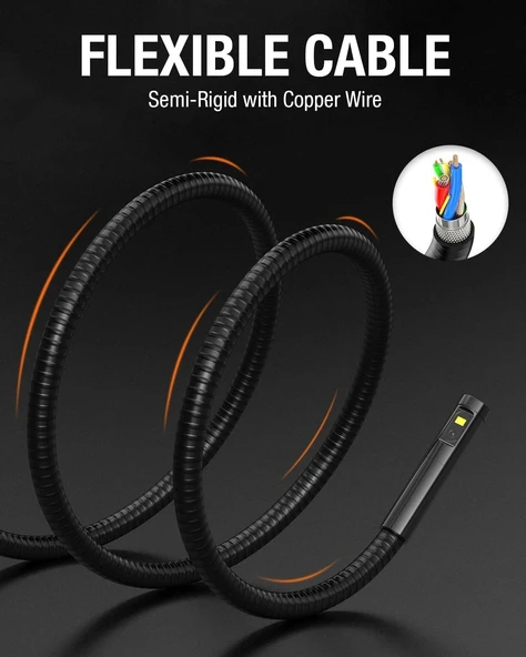 Teslong Çift Lensli Endoskop Kamera - 5 Inc IPS Ekran, 1080P - 1m Kablo - 4