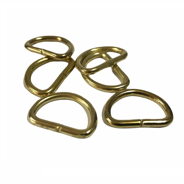 D Metal Halka, Çanta Sapı İçin D Halka 5 Adet Altın Sarı - 2