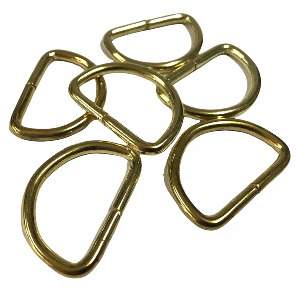 D Metal Halka, Çanta Sapı İçin D Halka 5 Adet Altın Sarı - 4