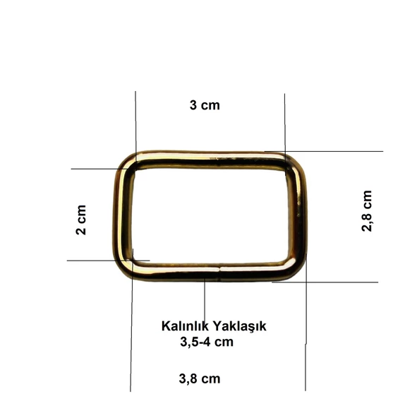 3 cm Kare Metal Halka, Çanta Sapı İçin Kare Halka 5 Adet - 5