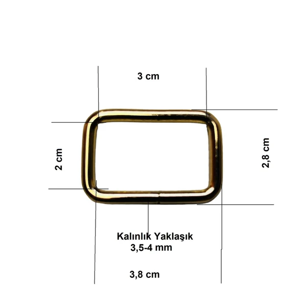3 cm Kare Metal Halka, Çanta Sapı İçin Kare Halka 5 Adet - 5