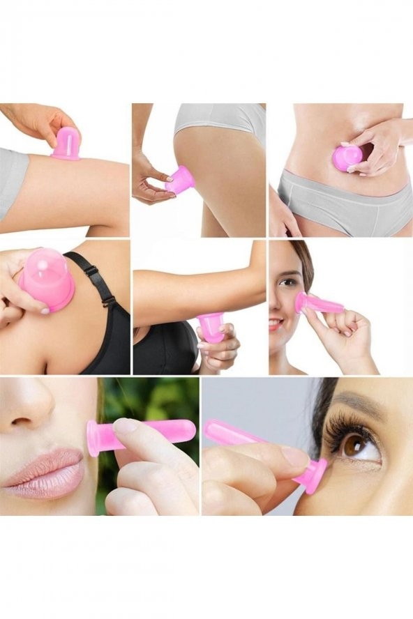 Silikon Masaj Kupası 5li Terapi Vakum Bardak Hacamat Anti Selülit Kas Gevşetici Seti - 5