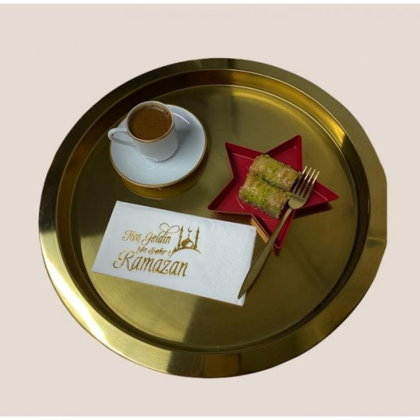 Gold Yaldızlı Beyaz Hoş Geldin Ya Şehr-i Ramazan Peçete 16 lı ürün görseli 1