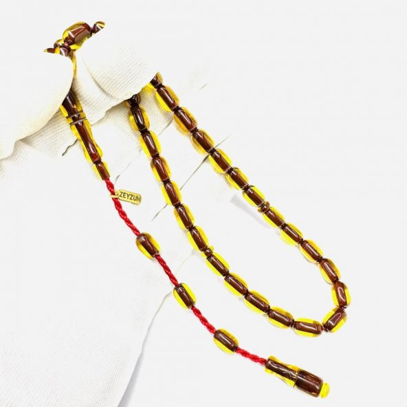 Zeyzun Usta İmzalı Çubuk Malzeme Kapsül Model Sistemli 7-10mm Ateş Kehribar Tesbih