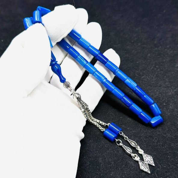 Kesme Model Püsküllü 7-10mm Dik Hareli Damarlı Kanayan Bağa Katalin Tesbih - Resim 2