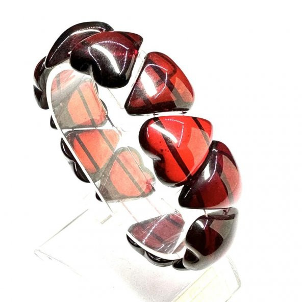 Roleks Kalp Model Beyrut Kehribarı Esnek Misineli Unisex Bileklik - 2