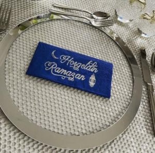 Gümüş Yaldızlı Lacivert Hoş Geldin Ramazan Peçete 16 lı ürün görseli 1