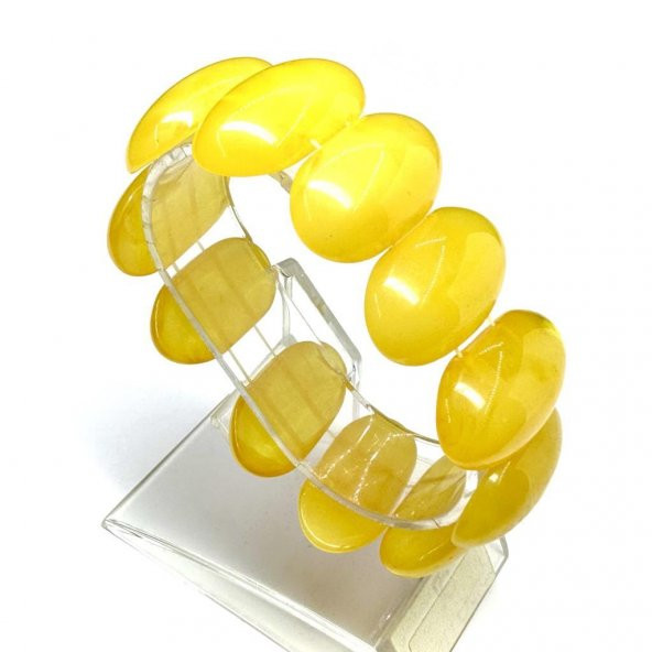 Roleks Model Hareli Beyrut Kehribarı Esnek Misineli Unisex Bileklik - 2