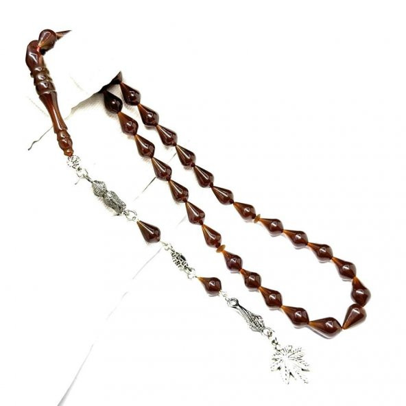 Damla Model Püsküllü 7-11mm Ateş Sıkma Kehribar Tesbih - Resim 2