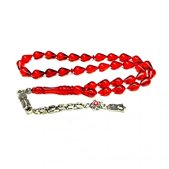 Damla Model Püsküllü 7-11mm Ateş Sıkma Kehribar Tesbih - 2