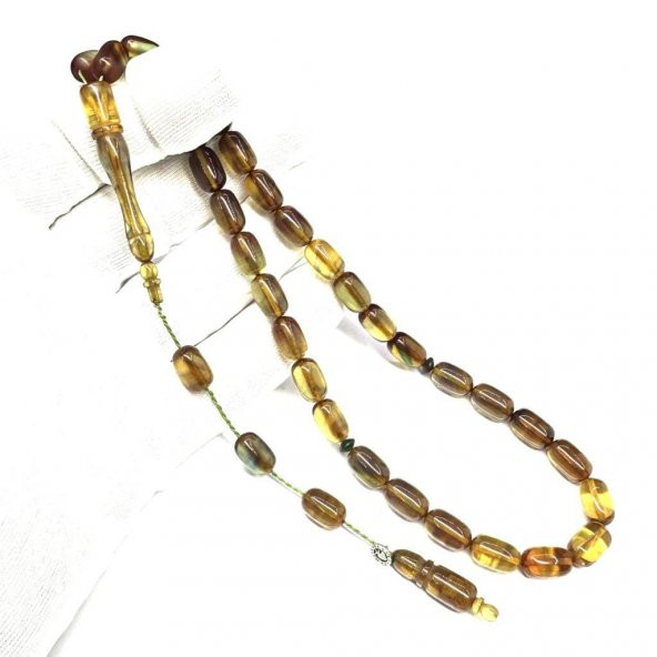 Usta İmzalı Sistemli Kapsül Model 7-11mm Ateş Sıkma Kehribar Tesbih