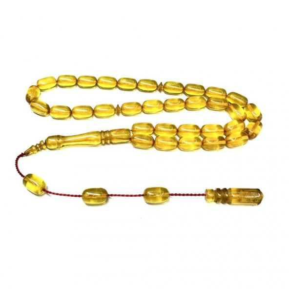 Sistemli Kapsül Model 7-11mm İçi Yaldızlı Simli Ateş Sıkma Kehribar Tesbih - Resim 2