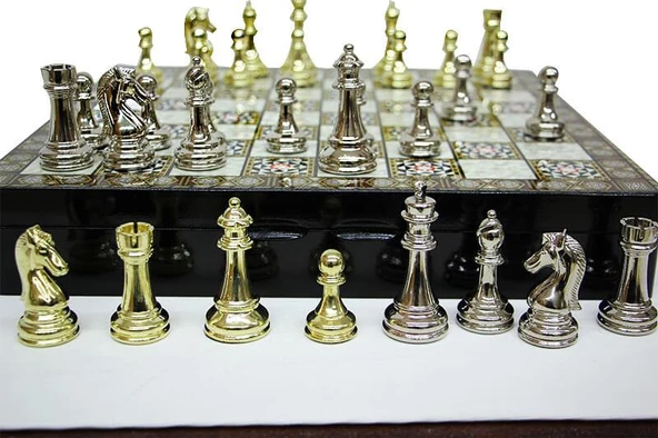 Satranç Taşı Zamak Kutulu Satranç Takımı Seti Hediyelik - 3