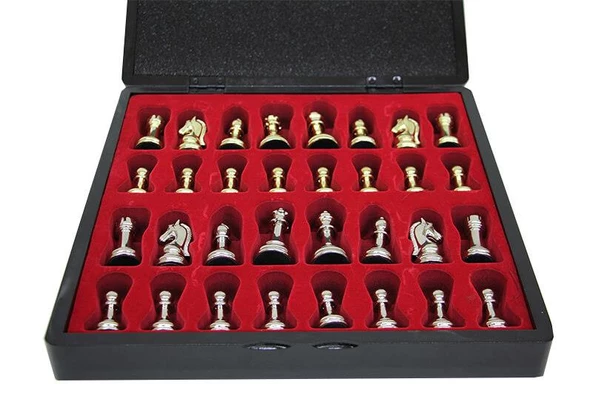 Satranç Taşı Zamak Kutulu Satranç Takımı Seti Hediyelik - 2