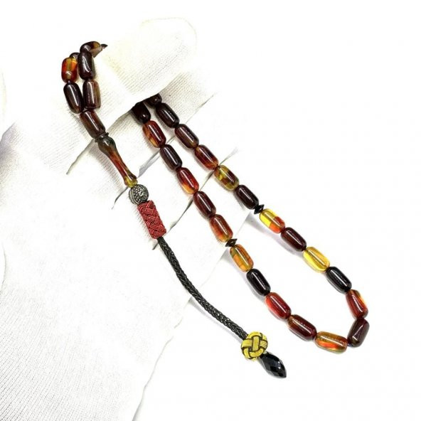 Kapsül Model Kazaz Püsküllü 6-11mm Ateş Sıkma Kehribar Tesbih