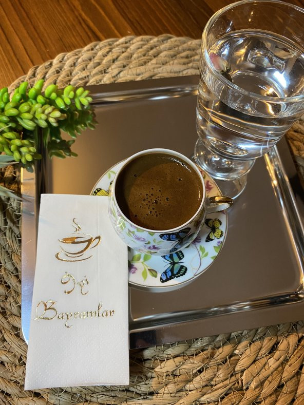 Gold Yaldızlı Beyaz İyi Bayramlar Peçete 6x12 cm ürün görseli 1