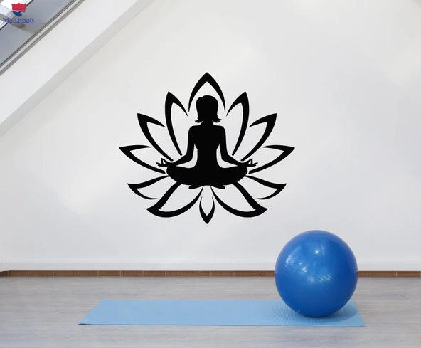 Oturma Odası, Yatak Odası Duvar Sticker Yoga Stüdyosu Meditasyon Lotus Kadın Çiçek Çıkartmaları ürün görseli
