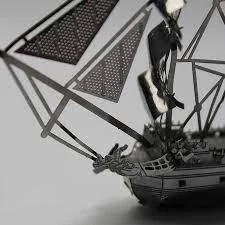 DIY 3D METAL PUZZLE SİYAH İNCİ KORSAN GEMİSİ MAKET GEMİ 10,2CMX3,12CMX8,3CM 38 PARÇA - 2