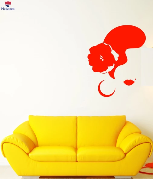 Oturma Odası, Yatak Odası Duvar Sticker İspanyol Dansçı Kadın Yüz Çiçek Flamenko Dans Çıkartmaları