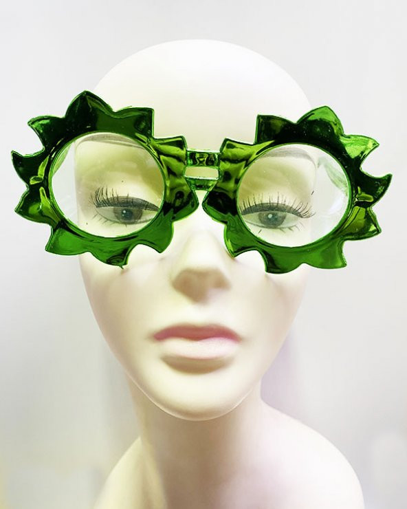 Parti Güneş Model Metalize Parlak Parti Gözlüğü Yeşil Renk 14x7 cm