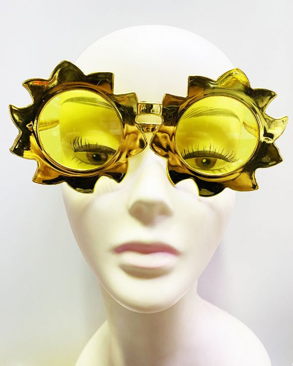 Parti Güneş Model Metalize Parlak Parti Gözlüğü Sarı Renk 14x7 cm