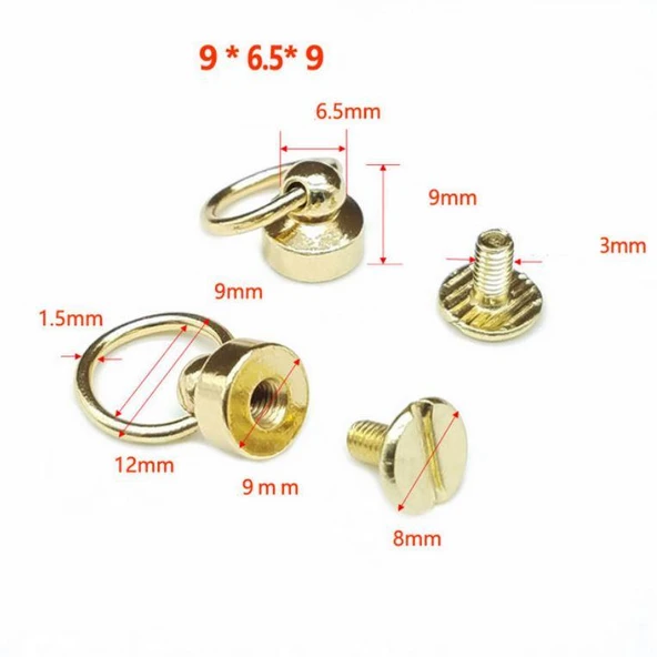 Halkalı Bekçi Aksesuar, Vidalı Halkalı Perçin 5 Adet Deri El Aletleri - 4