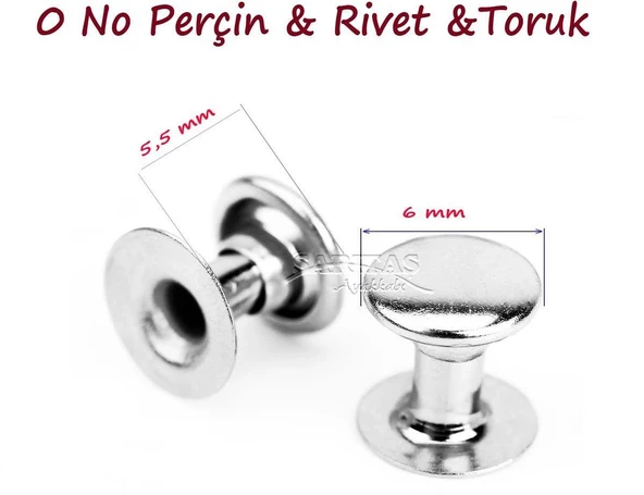 Perçin Rivet 0 no 6mm 50 Takım (Leathercraft, Deri Hobi) - 4