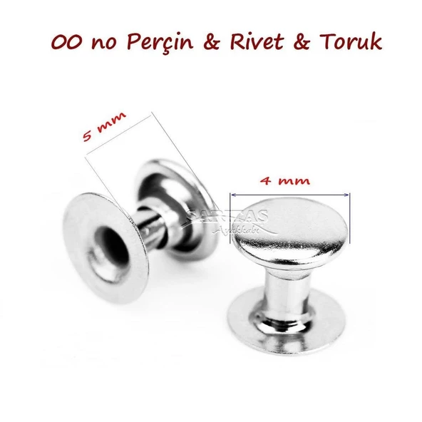 Perçin Rivet 00 no 4mm 50 Adet - Leathercraft Deri Hobi Ürünleri - 7