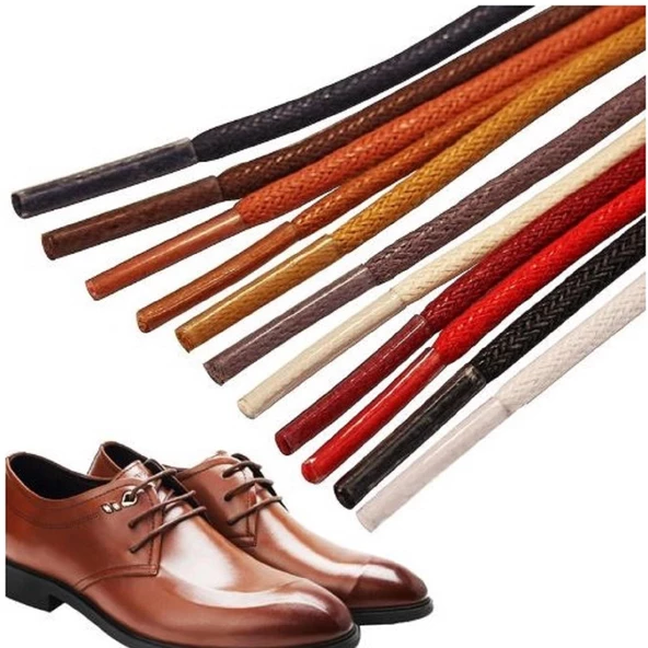 Yuvarlak Mumlu Ayakkabı Bağı 2mm K901 120cm 1 Çift - 2