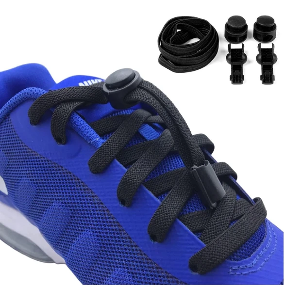 SRTfootcare PLY Elastik Yassı Akıllı Kilitli Bağcık 100cm 1 Çift - 2