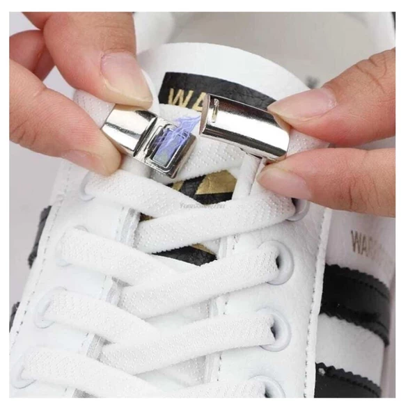 Mıknatıslı NİKEL KAPAMALI Elastik Yassı Bağcık 100 cm 1 Çift - 8