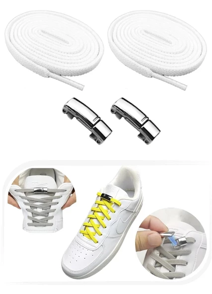 Mıknatıslı NİKEL KAPAMALI Elastik Yassı Bağcık 100 cm 1 Çift - 6