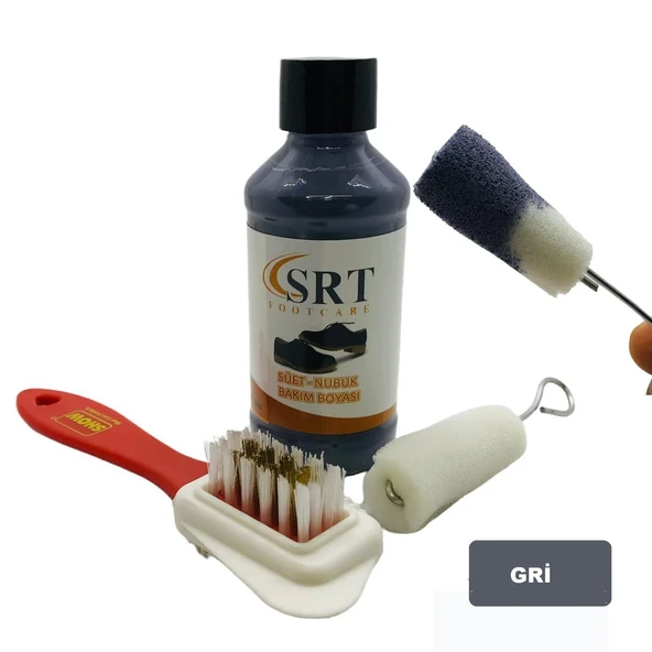 SRTfootcare Süet Nubuk Ayakkabı Bakım Boyası 110 Gr ve 4 Yönlü Temizleme Fırçası - 6