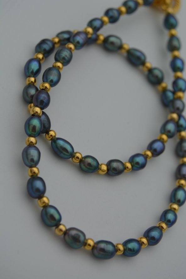 STONEAGE Siyah İnci Kolye Bayan İçin Doğal Taşlı - Resim 3