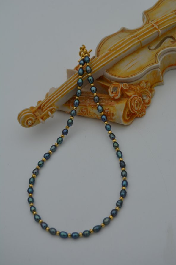 STONEAGE Siyah İnci Kolye Bayan İçin Doğal Taşlı - Resim 5