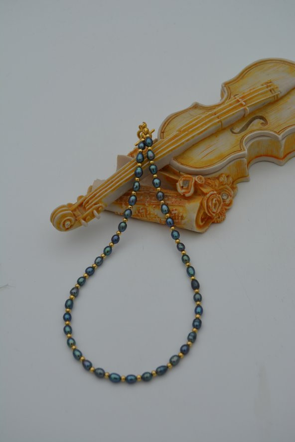 STONEAGE Siyah İnci Kolye Bayan İçin Doğal Taşlı - Resim 6