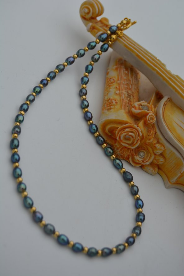 STONEAGE Siyah İnci Kolye Bayan İçin Doğal Taşlı - Resim 9