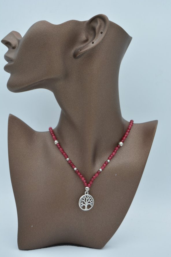 STONEAGE Jade Doğal Taşlı  Hayat Ağacı Bayan Kolye - Resim 2