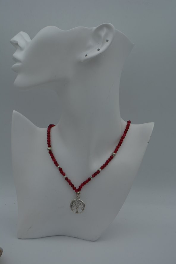 STONEAGE Jade Doğal Taşlı  Hayat Ağacı Bayan Kolye - Resim 5