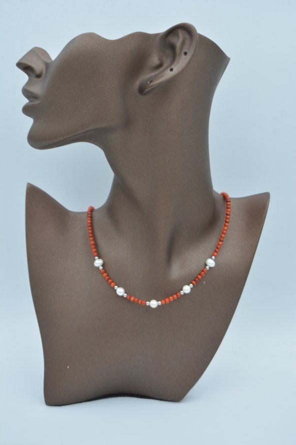 STONEAGE Mercan ve İncili Bayan Kolye - Resim 2