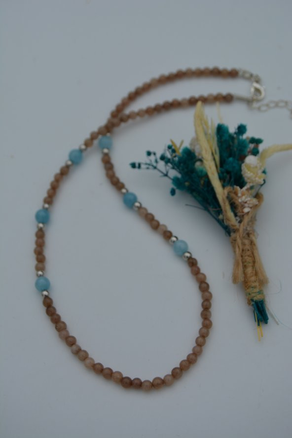 STONEAGE Ceyt ve Akuamarin Doğal Taşlı Bayan Kolye - Resim 4