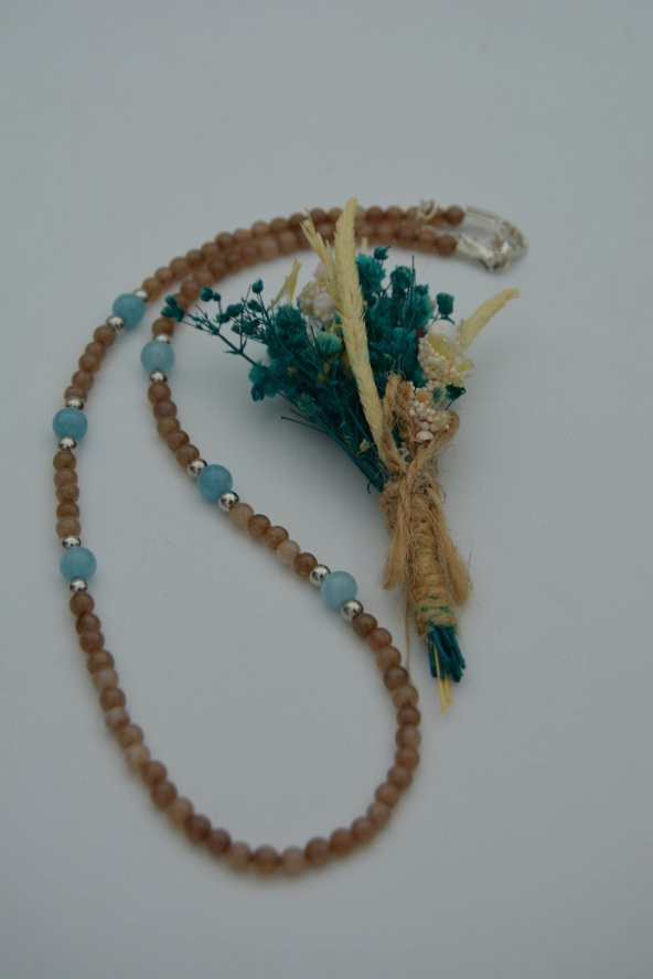 STONEAGE Ceyt ve Akuamarin Doğal Taşlı Bayan Kolye - Resim 5