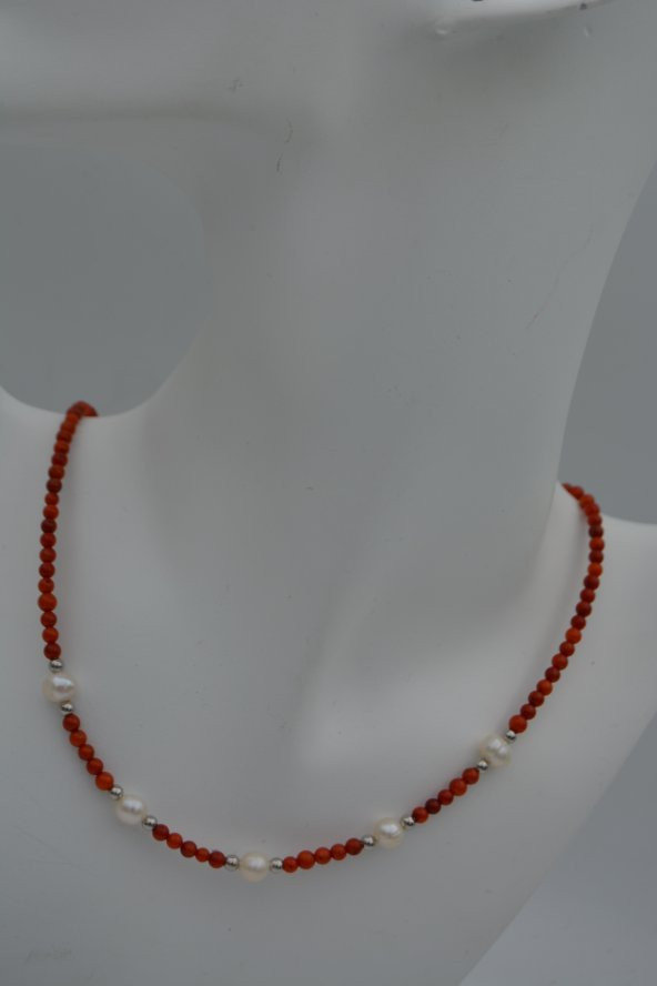 STONEAGE Mercan ve İncili Bayan Kolye - Resim 9